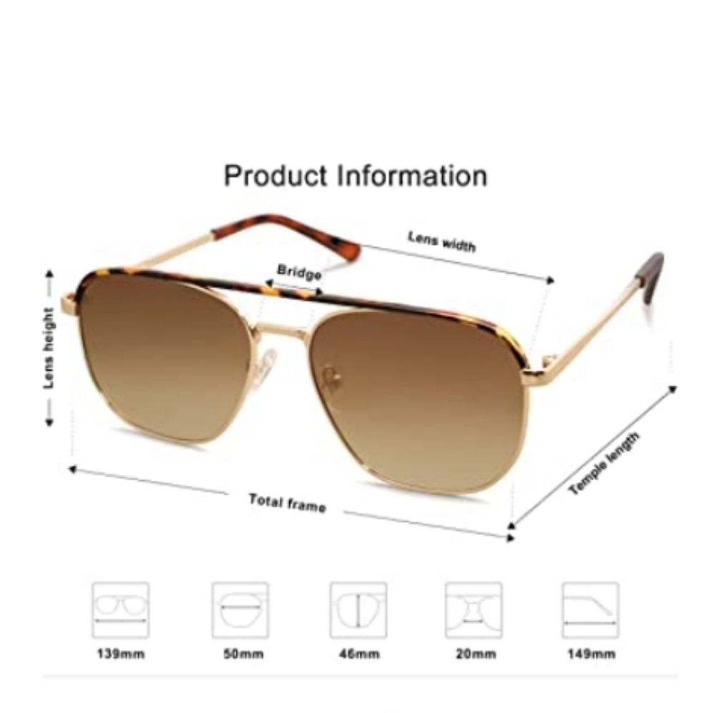 Brown Retro Aviator Polarized Sunglasses Womens Mens Vintage Square Shades - Picture 3 of 5